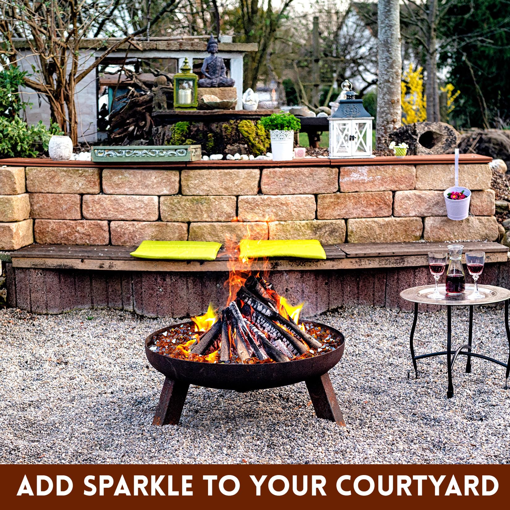 GasSaf scattered amber drops on patio tiles highlighting texture and shine