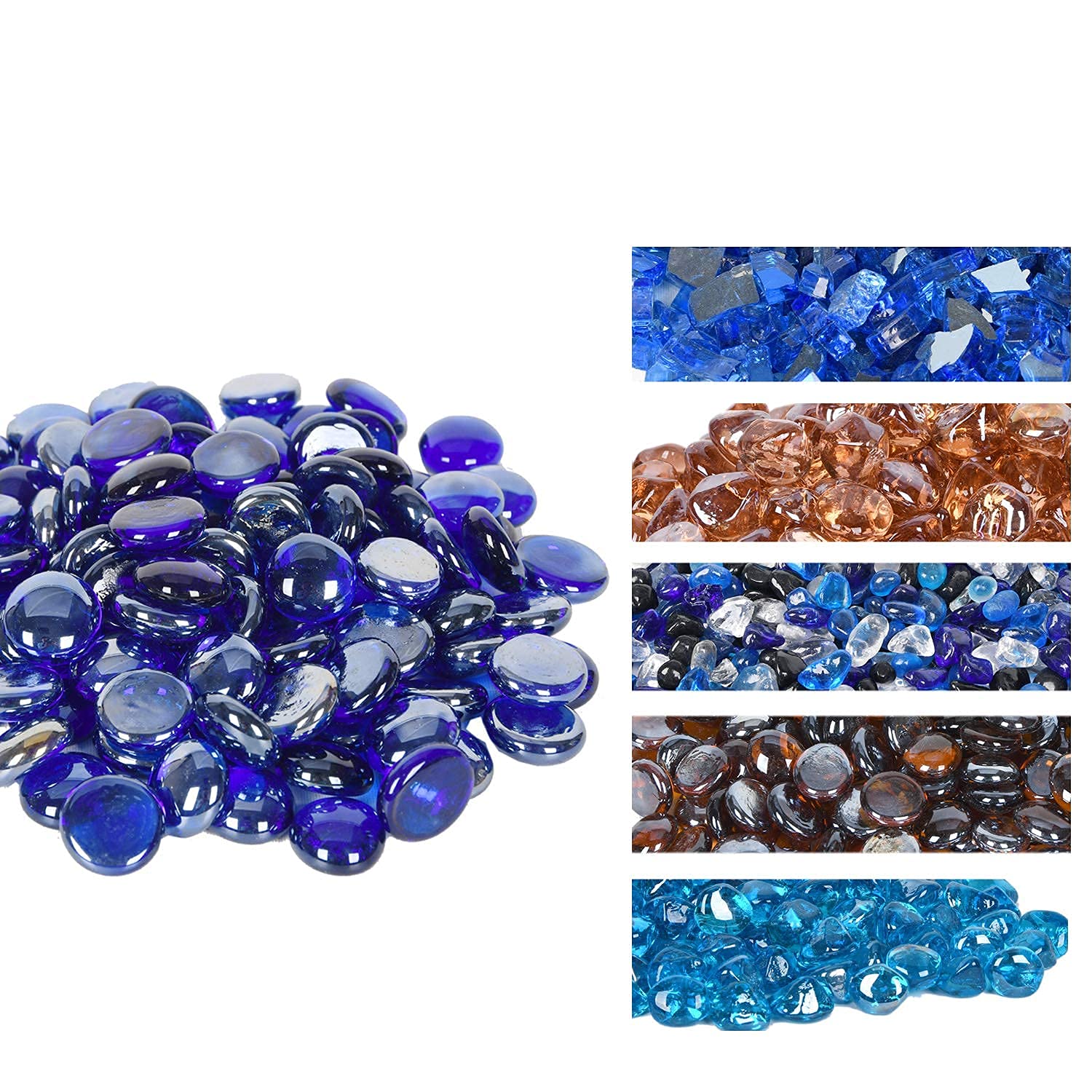 GasSaf beads arranged in outdoor fire pit showing vivid blue sparkle
