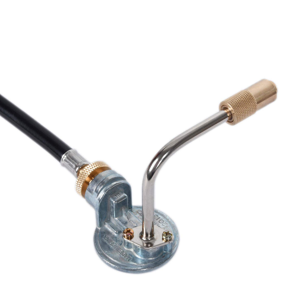 GasSaf connected to 1lb disposable cylinder demonstrating portable cooking convenience