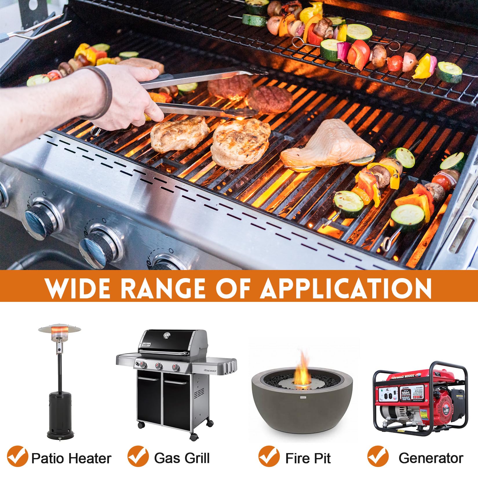 GasSaf connected to grill regulator illustrating proper appliance attachment benefit
