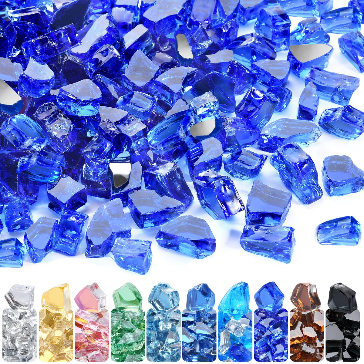 GasSaf front packaging showing 10 lb cobalt blue fire glass and product label