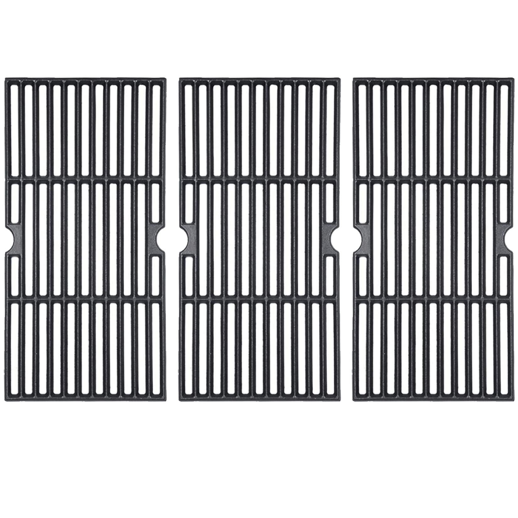 GasSaf front view of three cast iron grates showing fit and robust construction benefit
