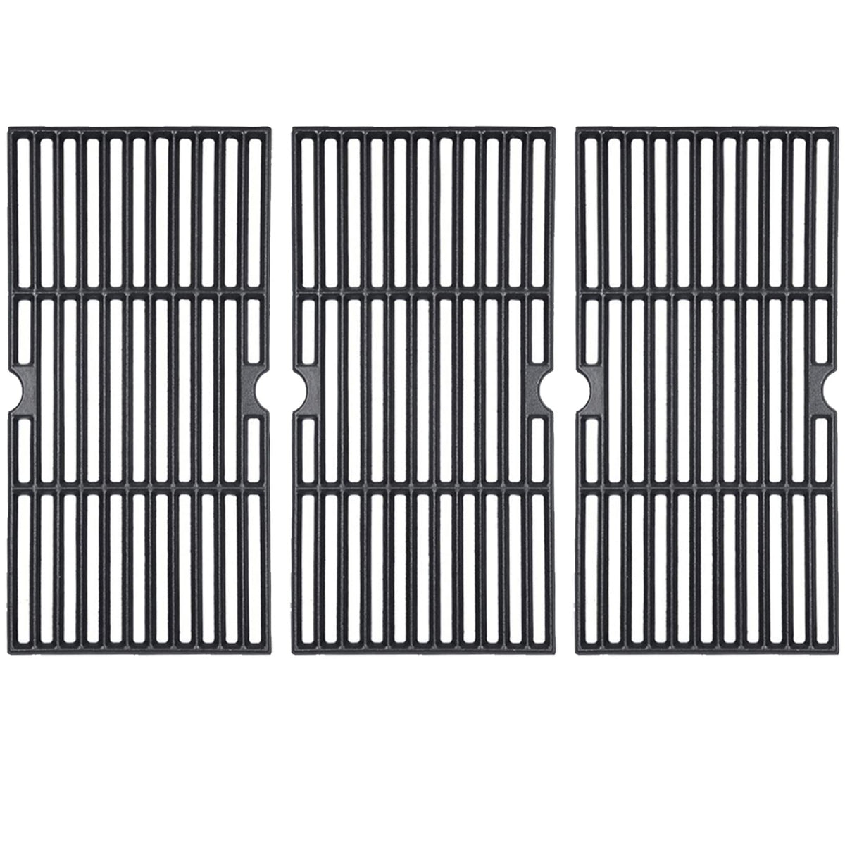 GasSaf front view of three cast iron grates showing fit and robust construction benefit