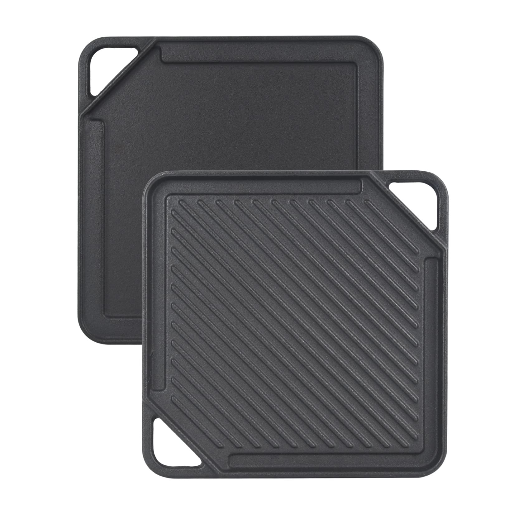 GasSaf griddle front view showing compact 10x10 cooking surface for versatile meals