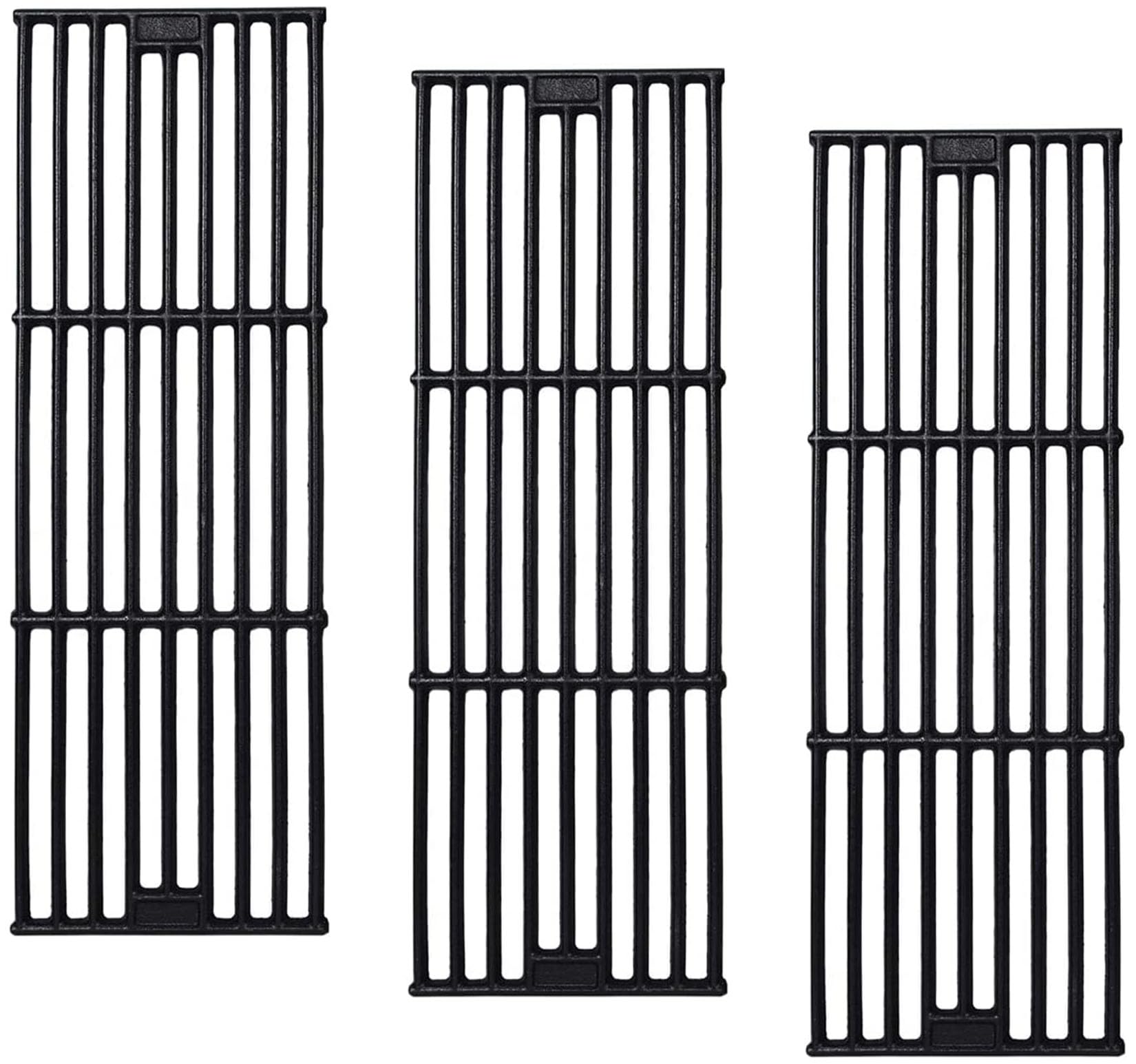 GasSaf front view of three cast iron grates showing coverage and fit benefits