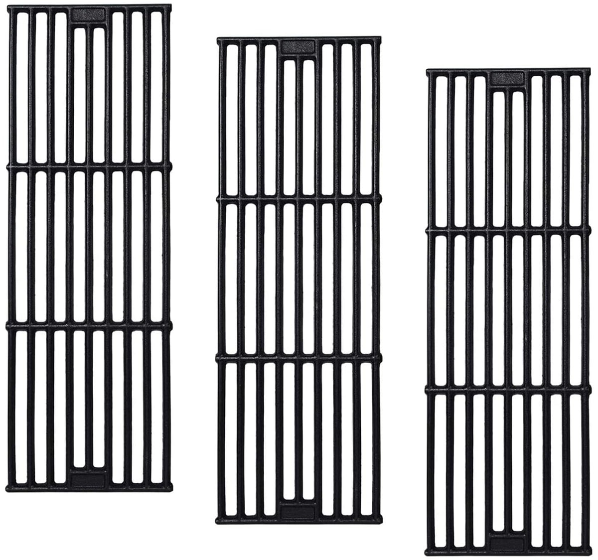 GasSaf front view of three cast iron grates showing coverage and fit benefits