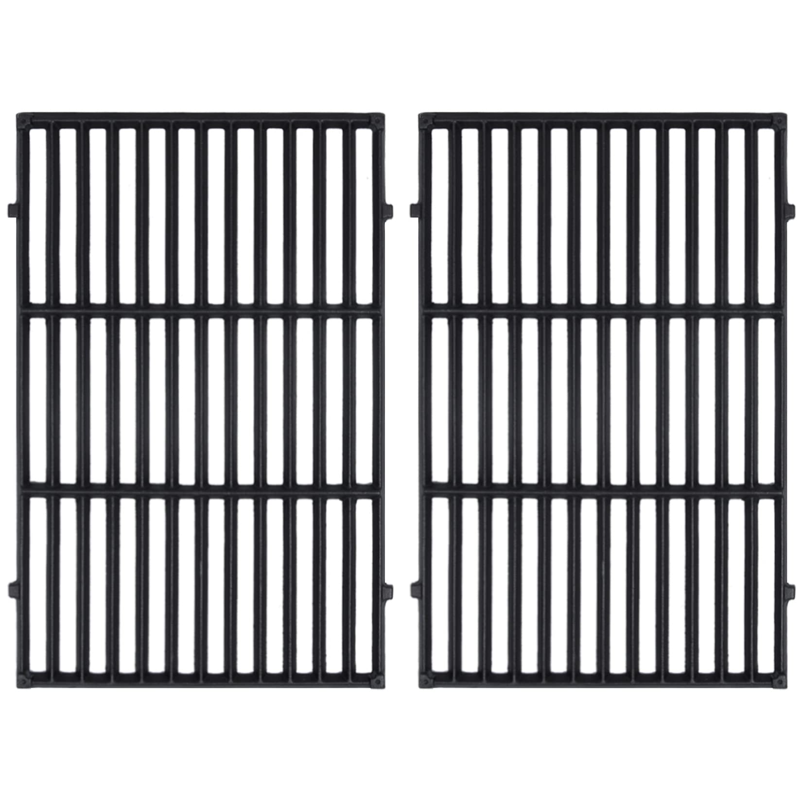 GasSaf front view of two cast iron grill grates showing fit and cooking area benefit
