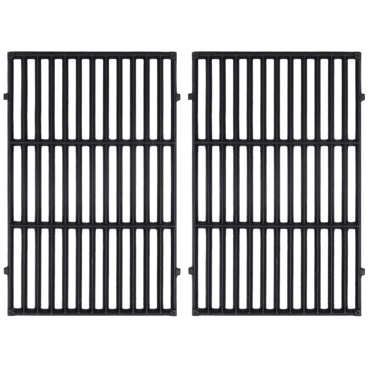 GasSaf front view of two cast iron grill grates showing fit and cooking area benefit