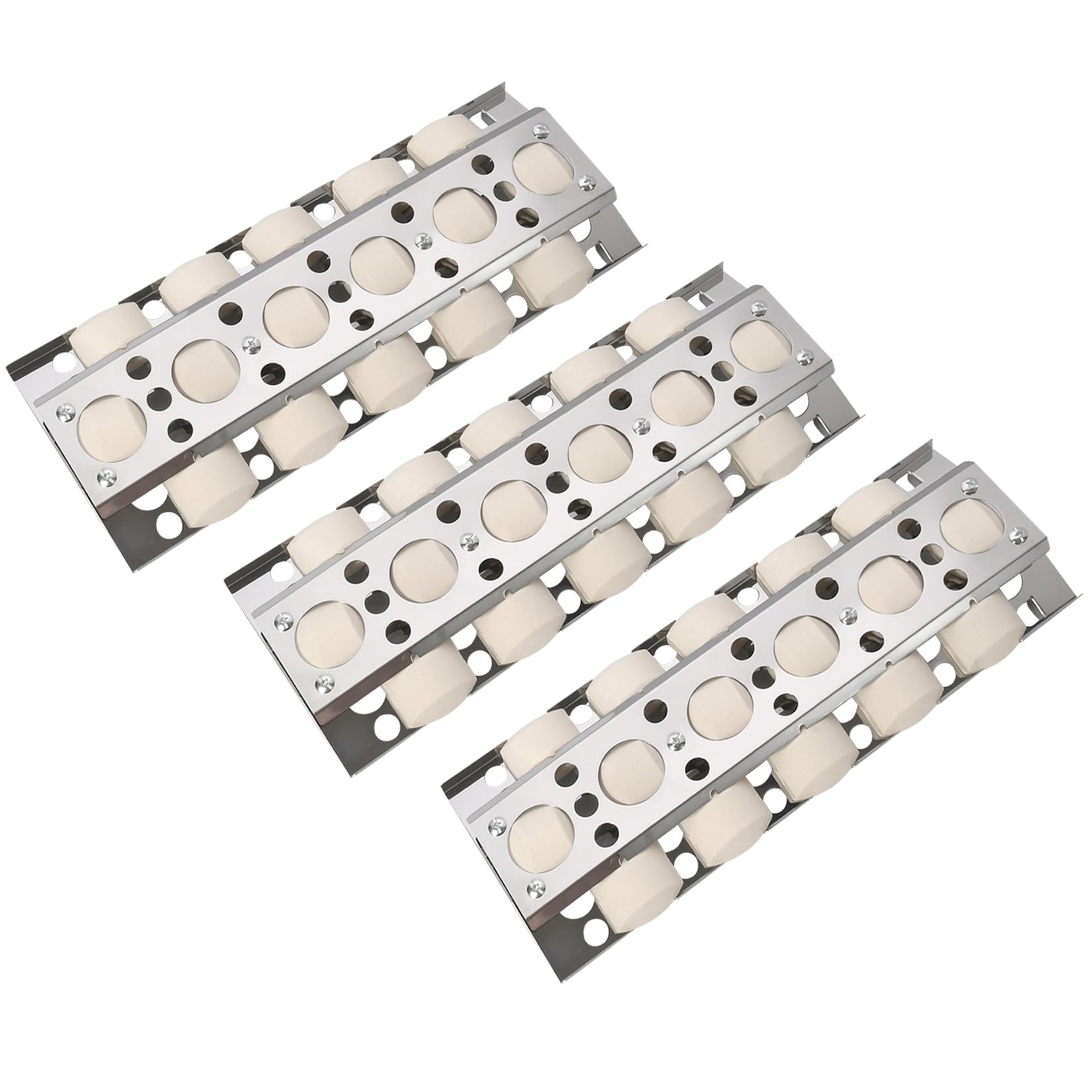 GasSaf front view of three stainless heat plates showing fit and protection