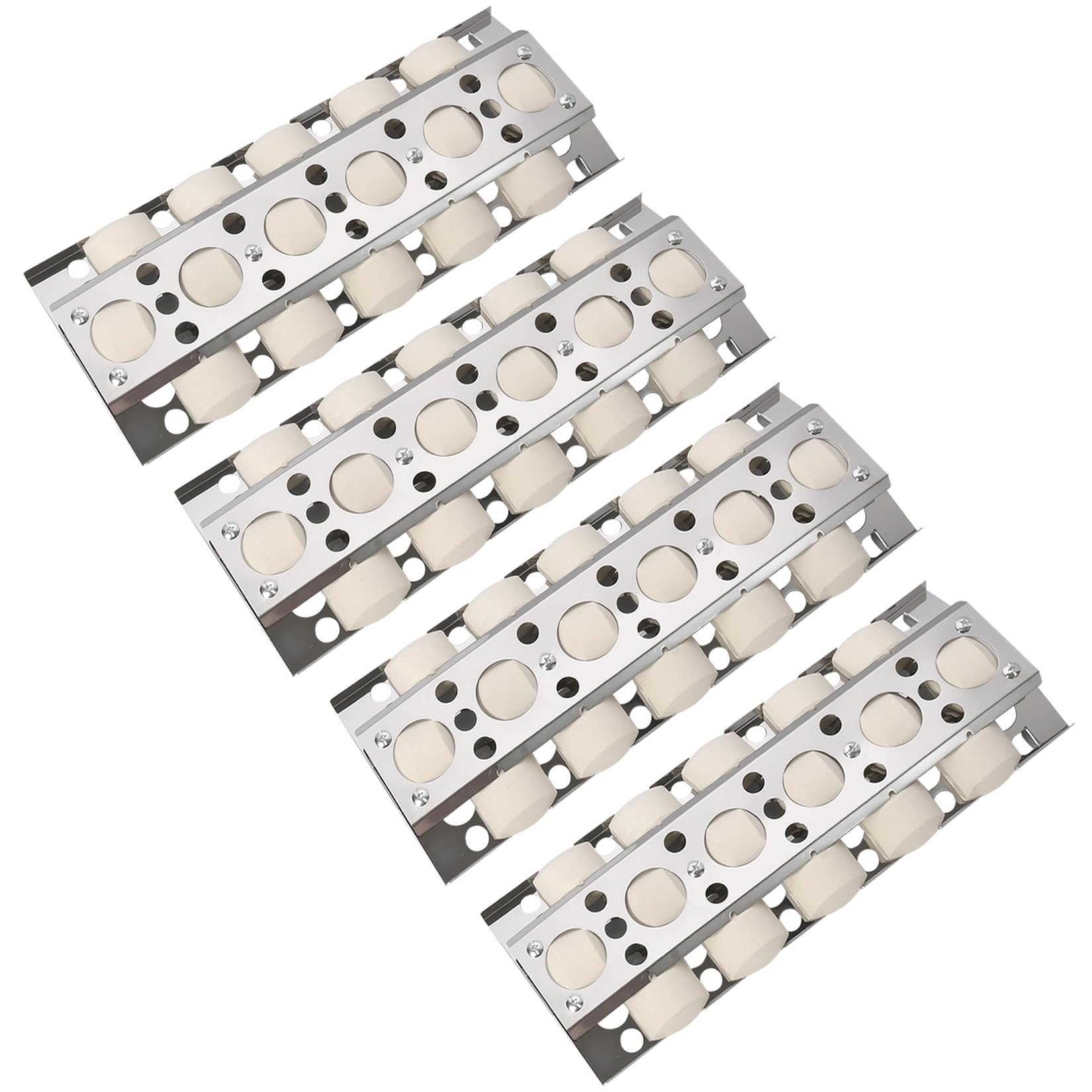 GasSaf front view of four stainless steel heat plates showing fit and protection