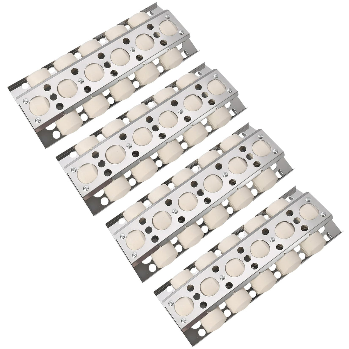 GasSaf front view of four stainless steel heat plates showing fit and protection