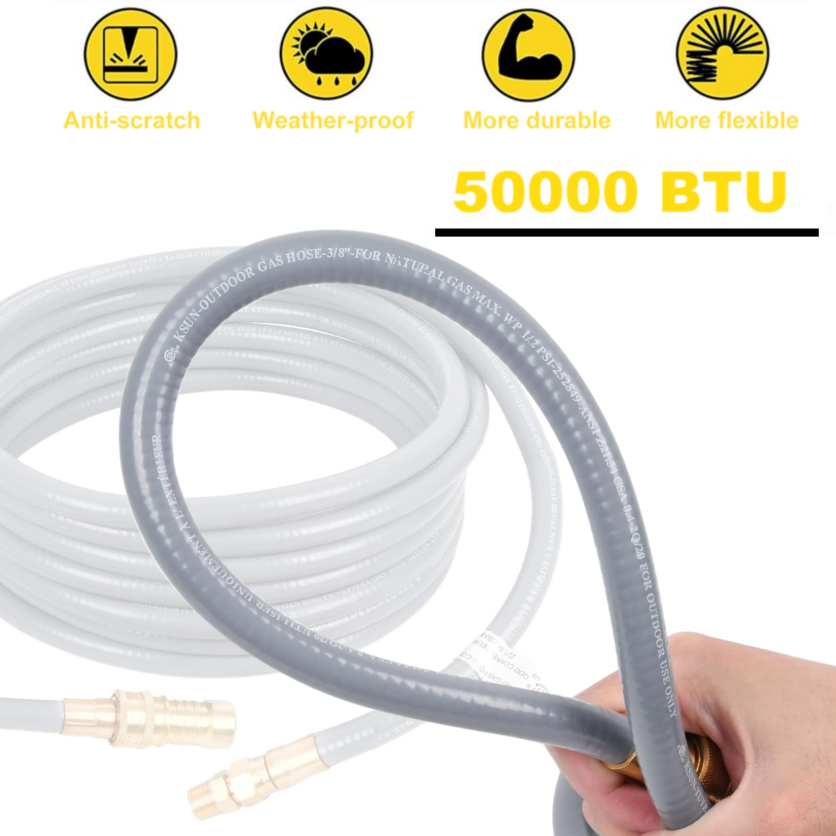 GasSaf hose attached to backyard grill demonstrating quick-connect convenience
