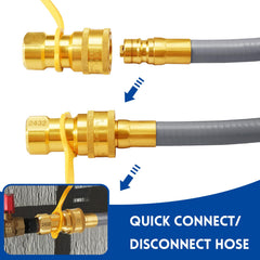 GasSaf 8-foot hose stretched to show full length and reach advantage
