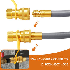 GasSaf laid out six-foot hose demonstrating reach for grills and fire pits