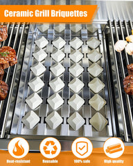 GasSaf briquettes installed in a grill demonstrating consistent heat distribution