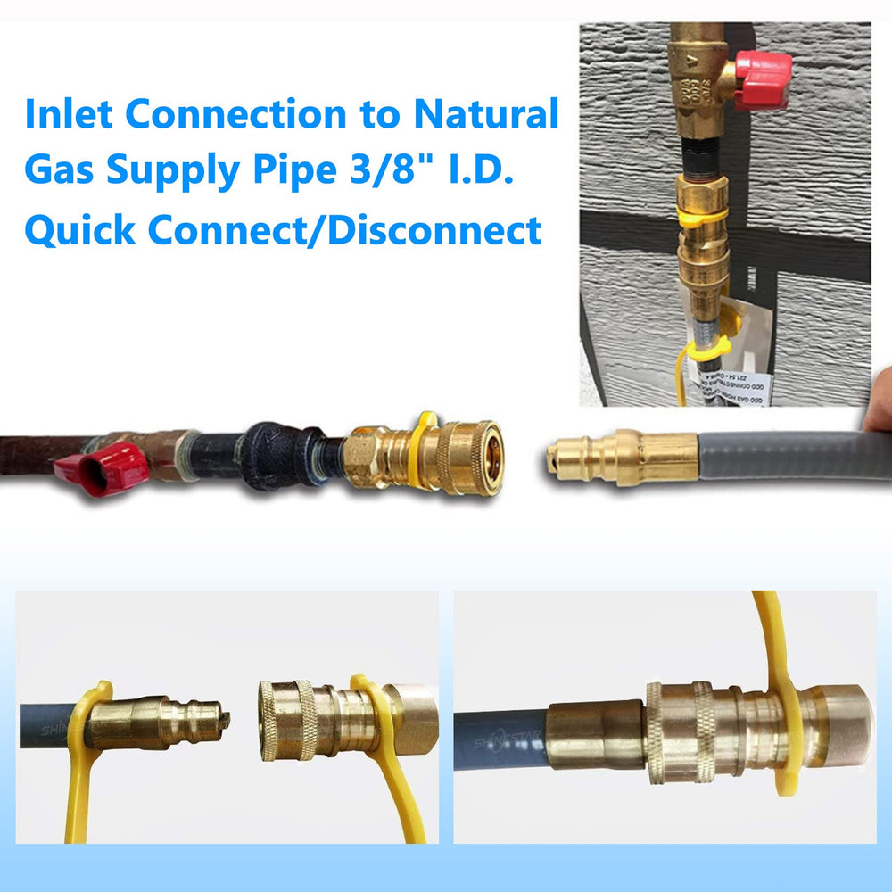GasSaf hose next to measuring tape showing 24 foot scale and placement benefit