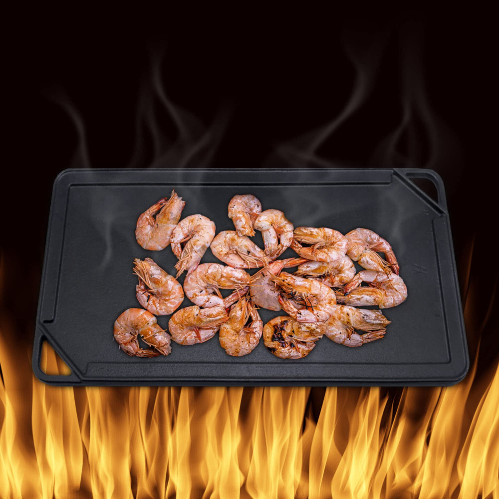 GasSaf griddle on outdoor grill with food showing portability and reliable performance for gatherings