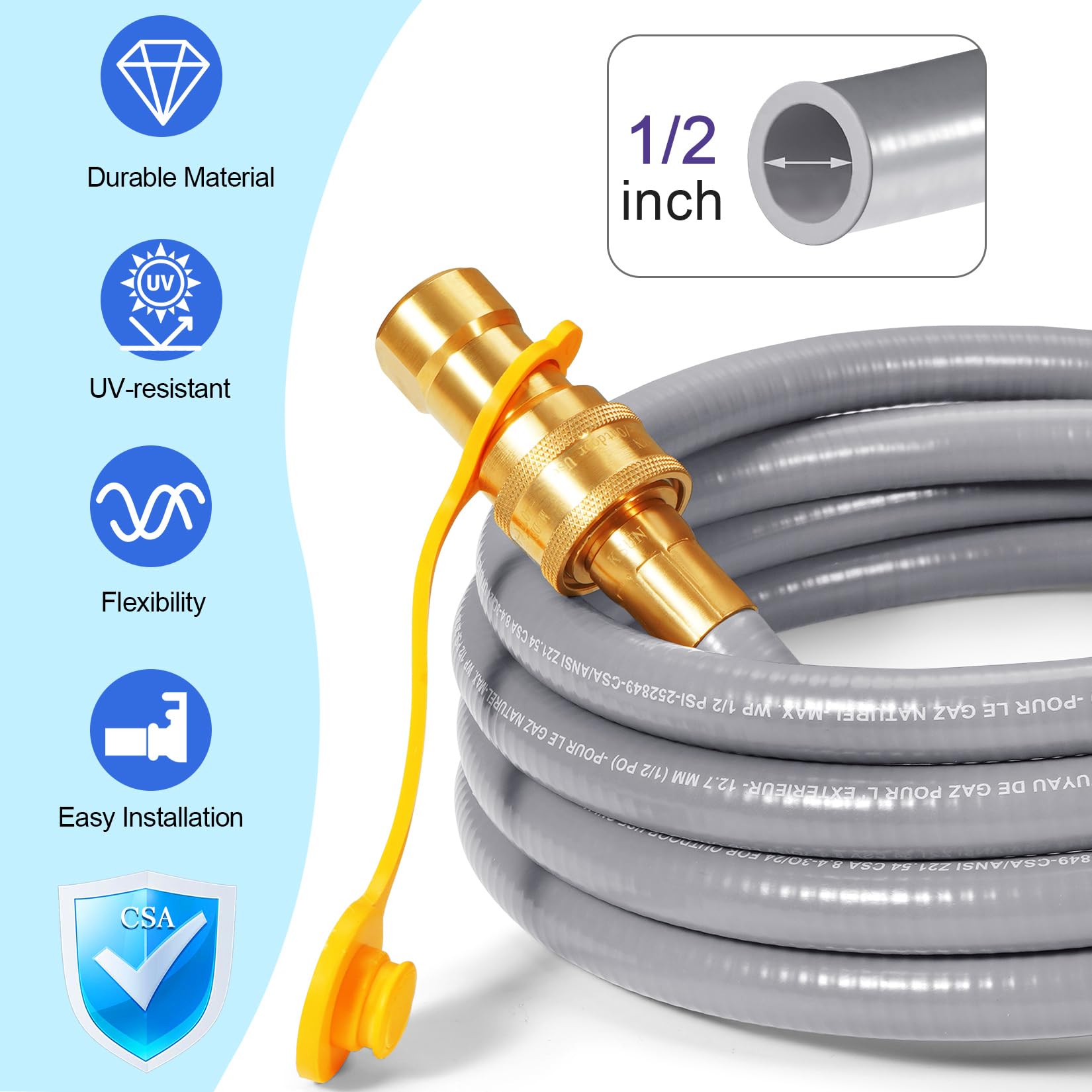 GasSaf rubber hose texture close-up showing weatherproof construction and abrasion resistance