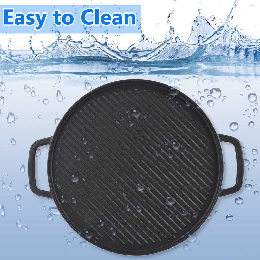 GasSaf griddle next to utensils showing 12-inch scale and easy kitchen fit