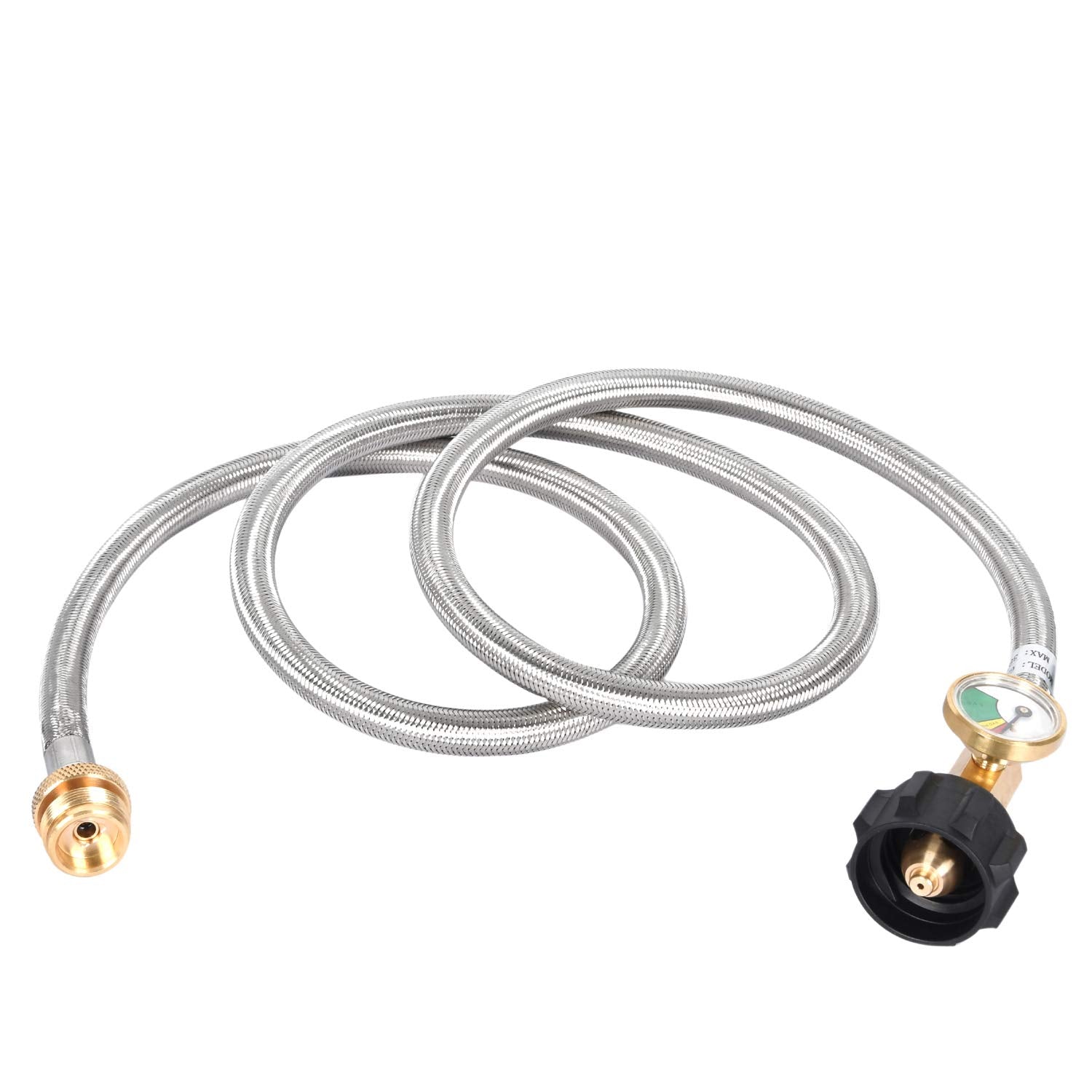 GasSaf steel-braided hose texture protecting against abrasion and animal bites
