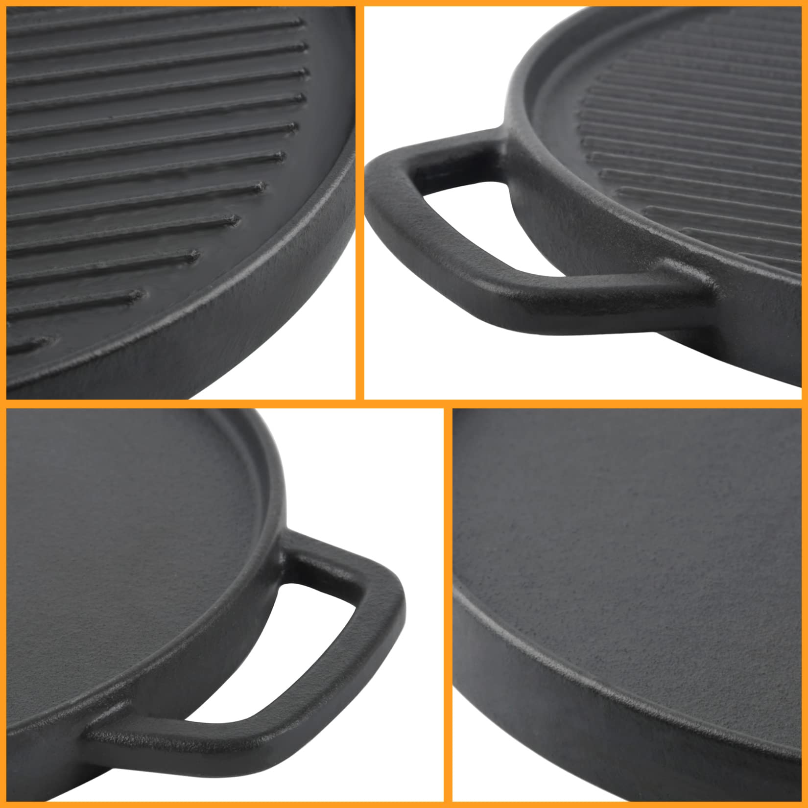 GasSaf griddle on stovetop with eggs cooking showing consistent heat retention benefit