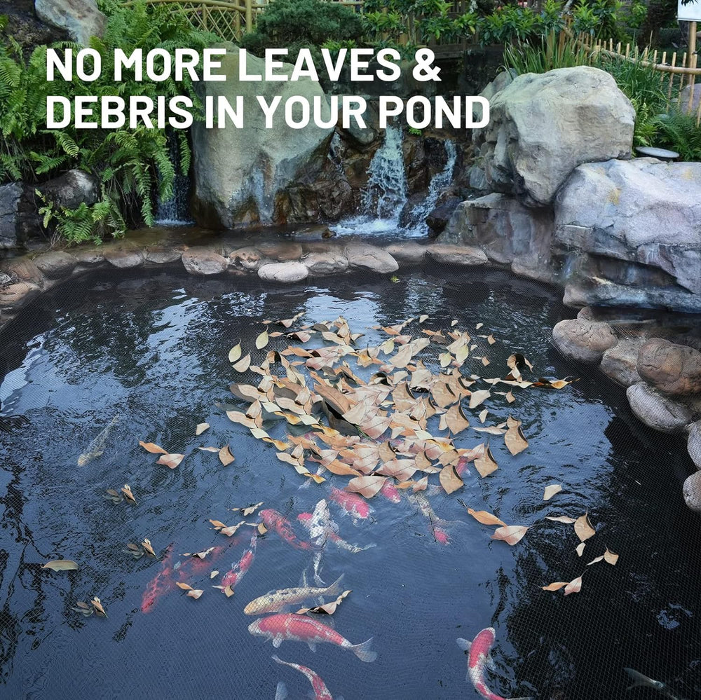 GasXpert net installed over koi pond protecting fish and water