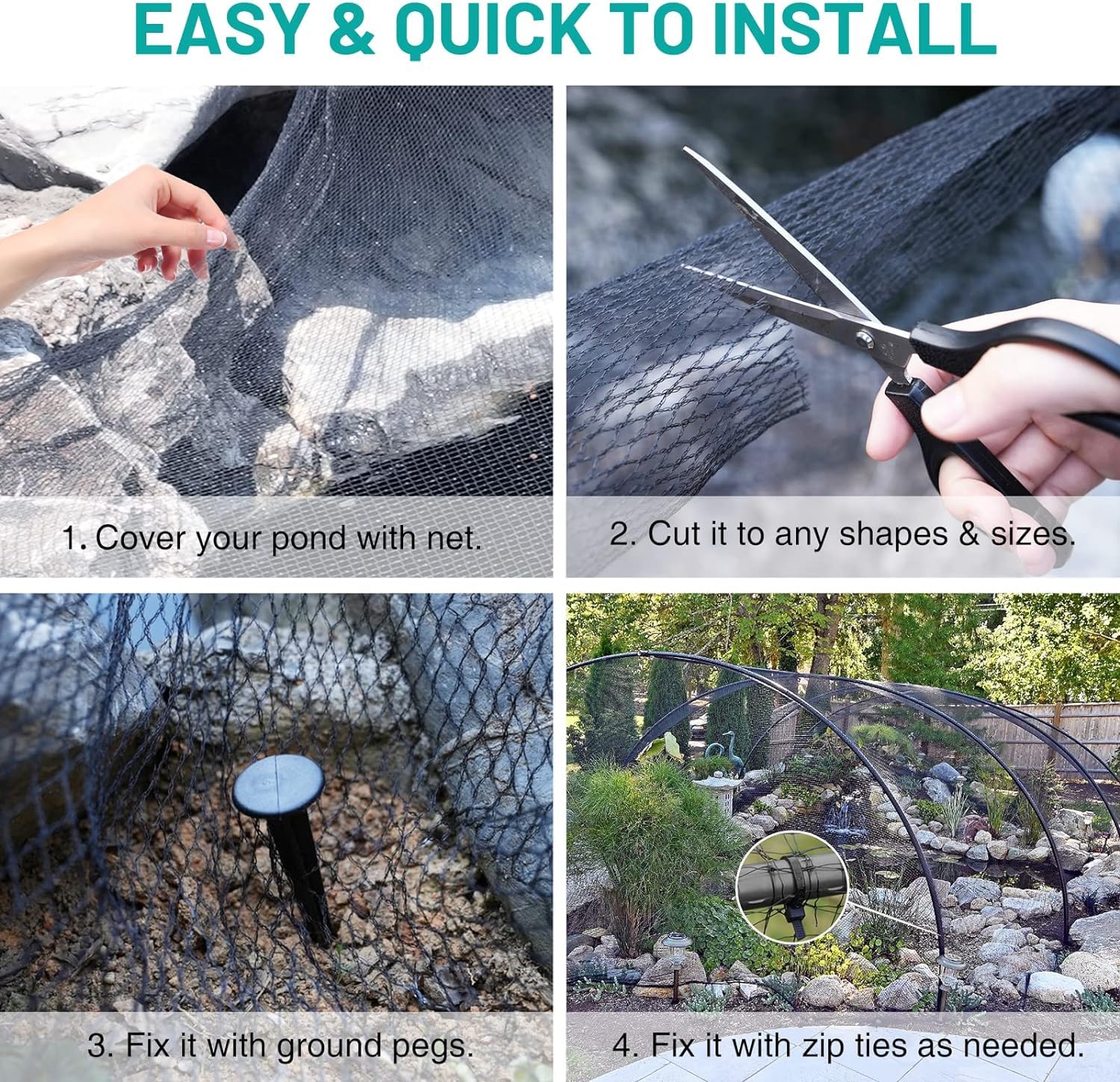 GasXpert net beside garden tools showing 28x30ft scale advantage