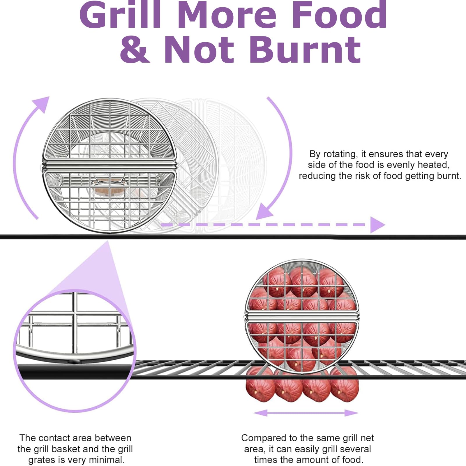 GAUYEBY grilled shrimp and vegetables inside basket showing no-fall-through benefit
