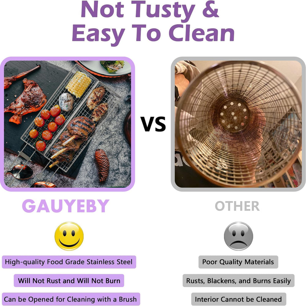 GAUYEBY baskets in backyard BBQ setting demonstrating party-friendly grilling