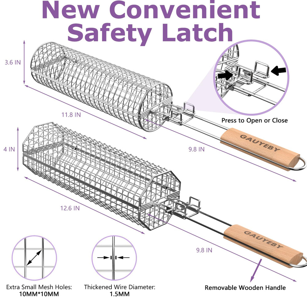 GAUYEBY basket flipped open to show easy cleaning access and safe food removal