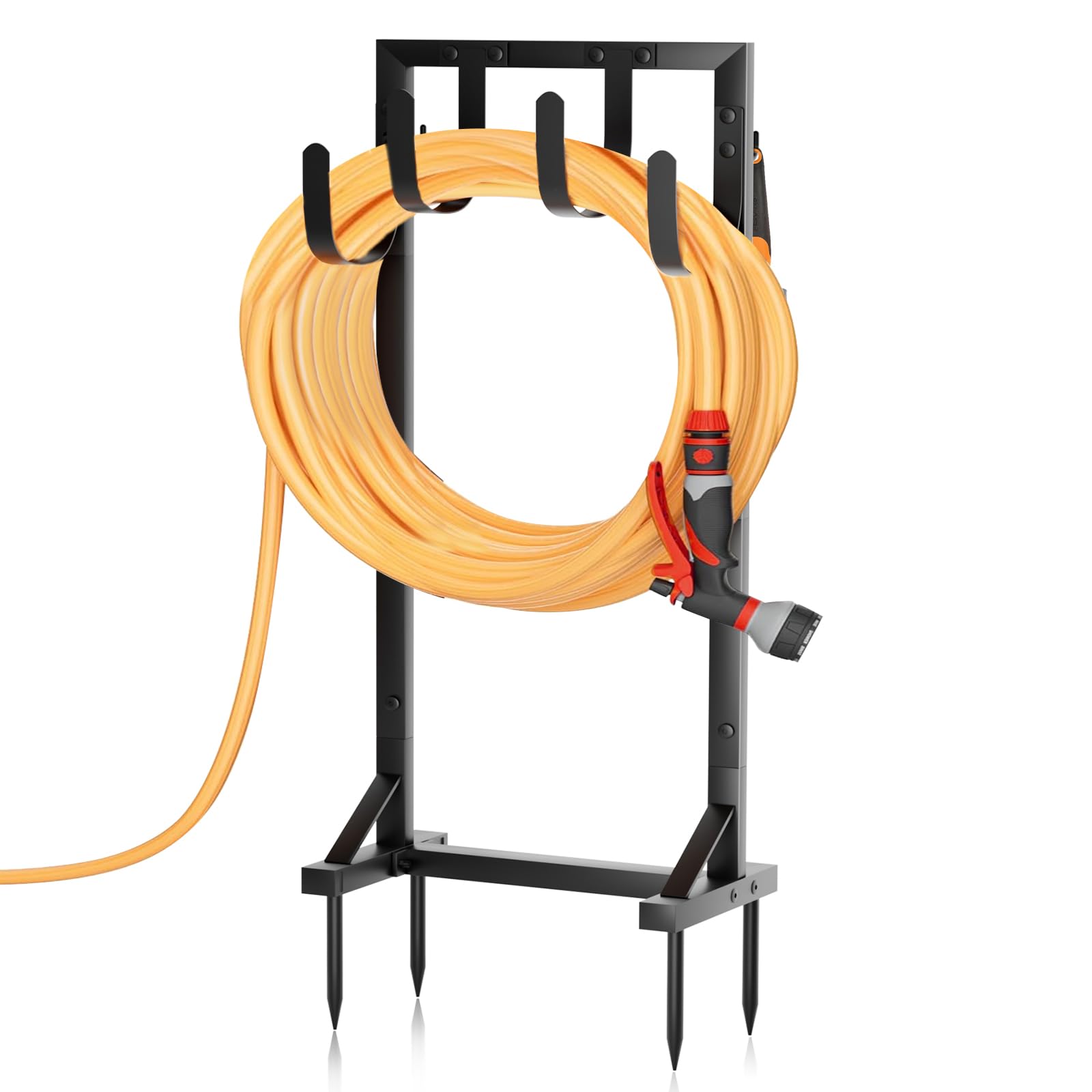 GAVISCITY front view of freestanding hose holder showing stability and tidy storage