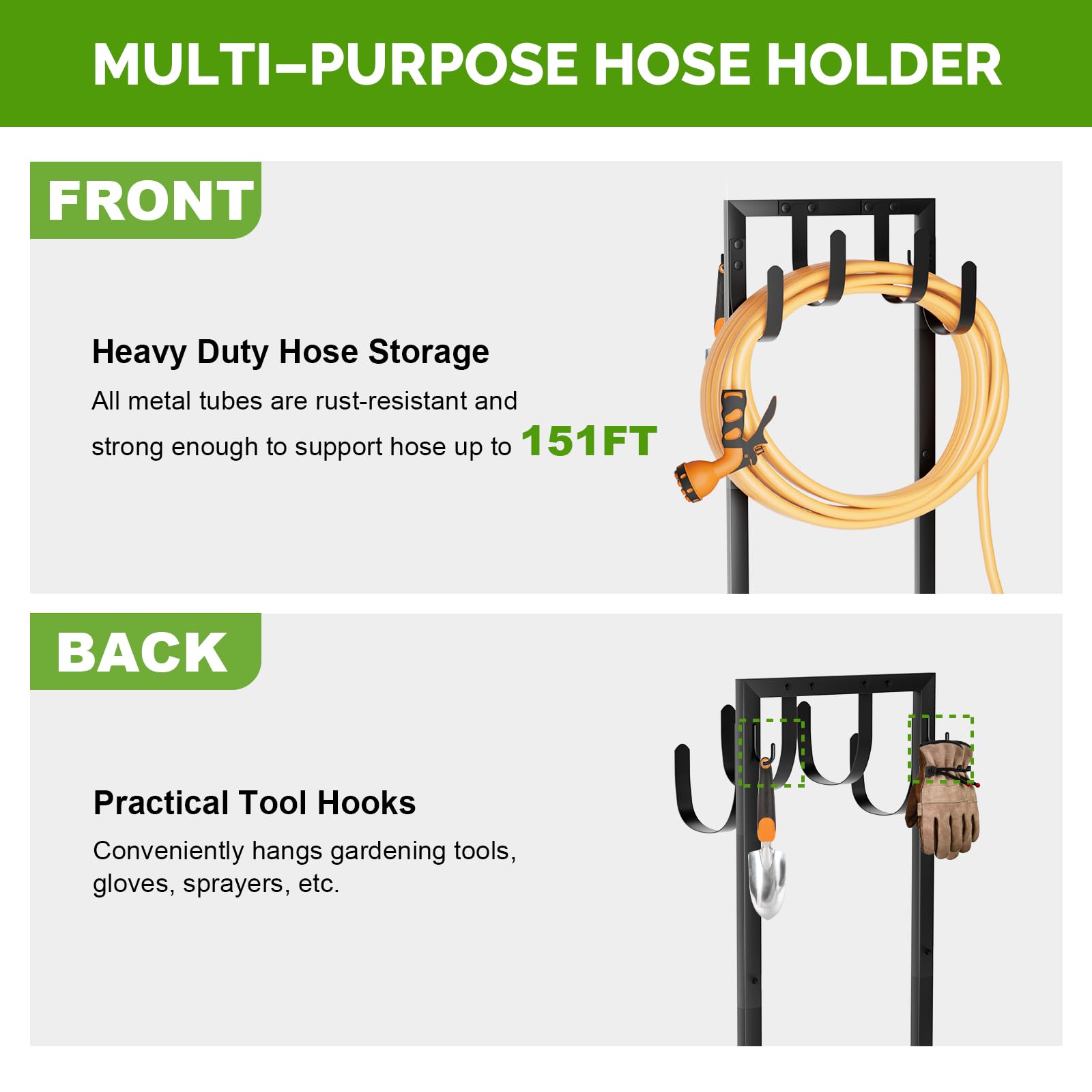 GAVISCITY tool hooks with sprayer and gloves for organized garden tools