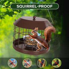 Gbekery feeder mounted on branch outdoors, weatherproof finish resists rust