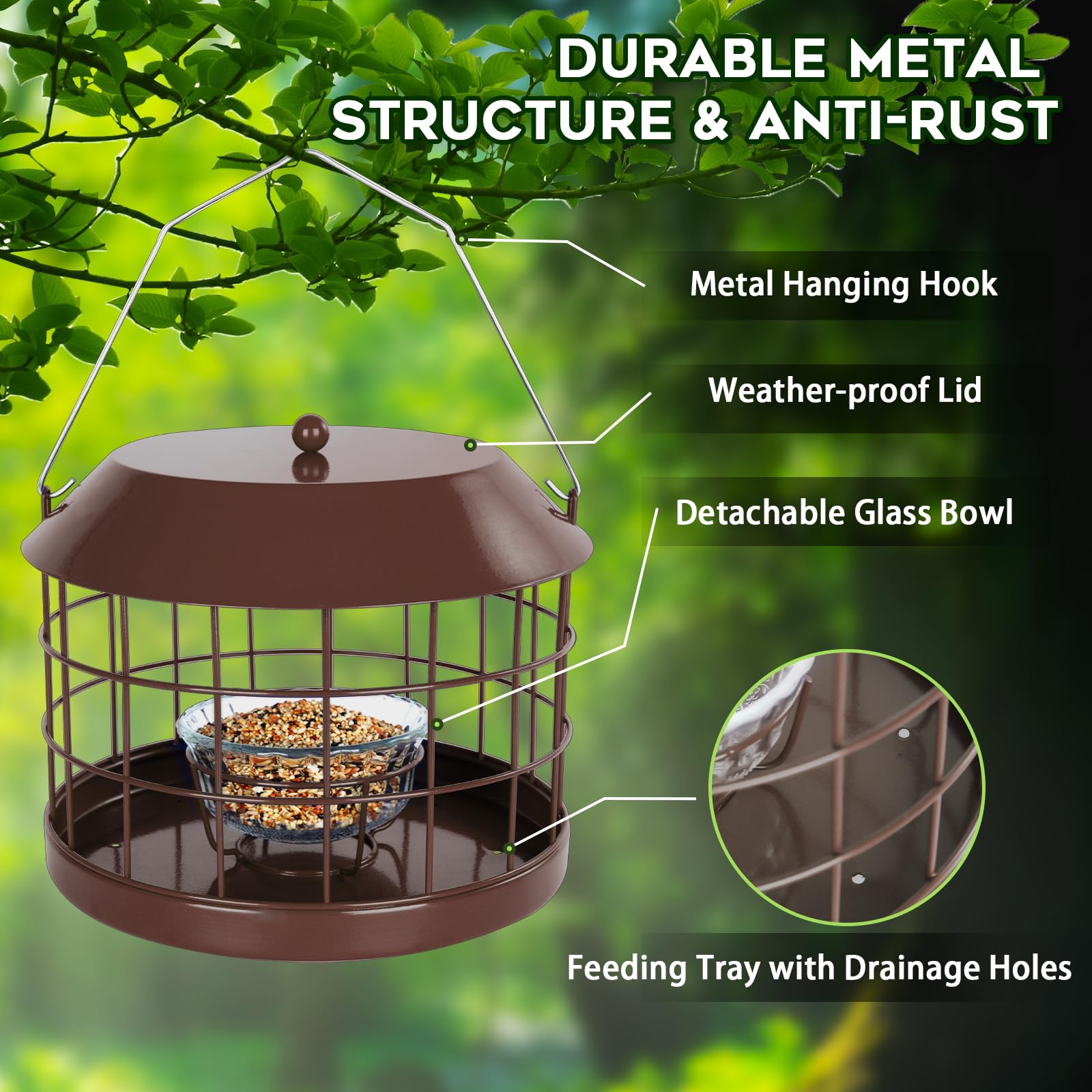 Gbekery feeder with roof removed for filling, easy to access and clean bowl