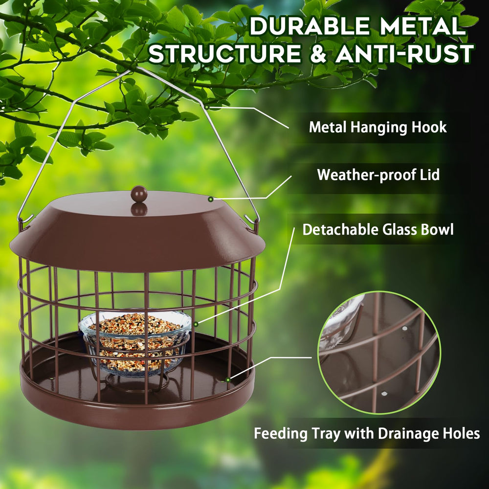 Gbekery feeder with roof removed for filling, easy to access and clean bowl