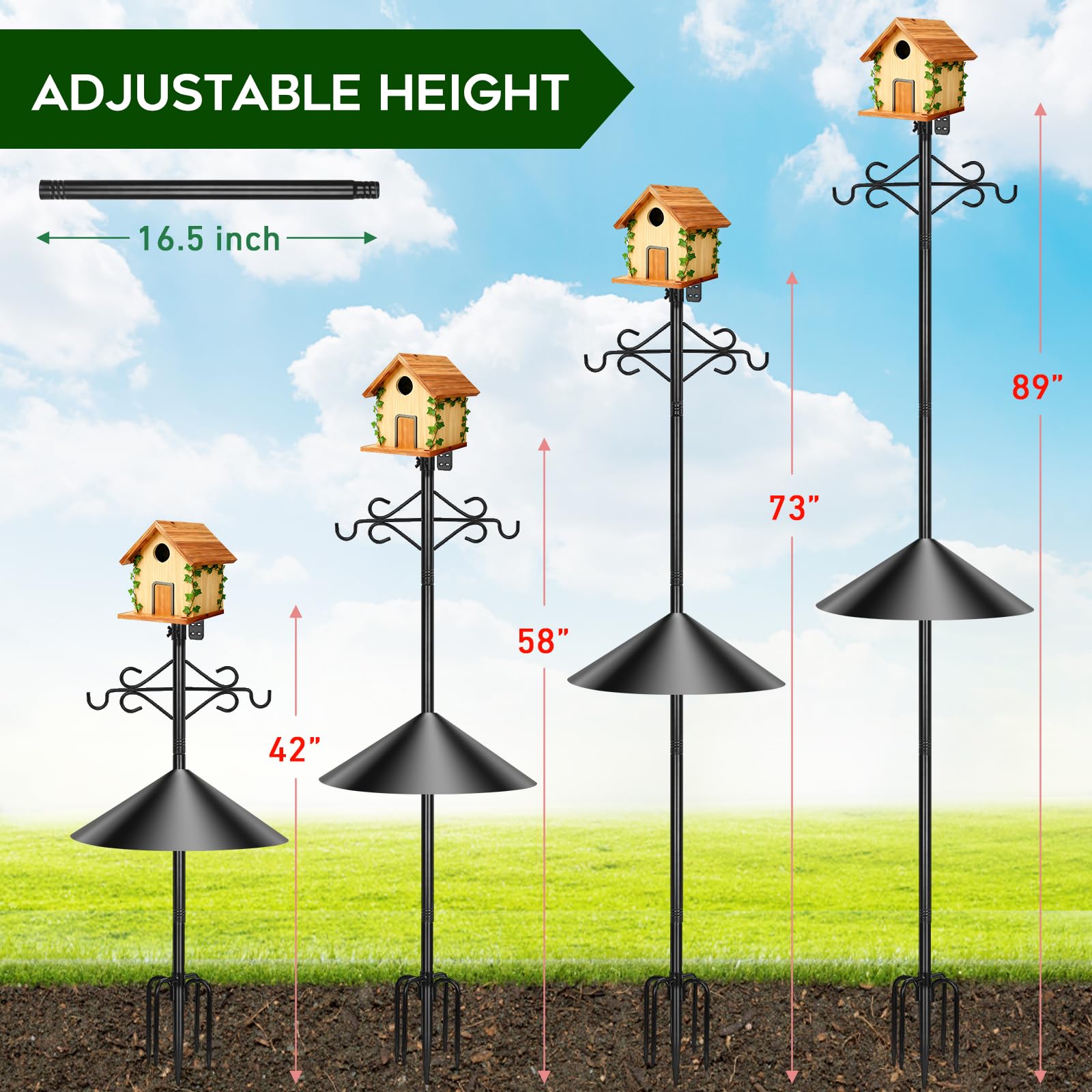 Gbekery five-prong base in ground providing superior stability