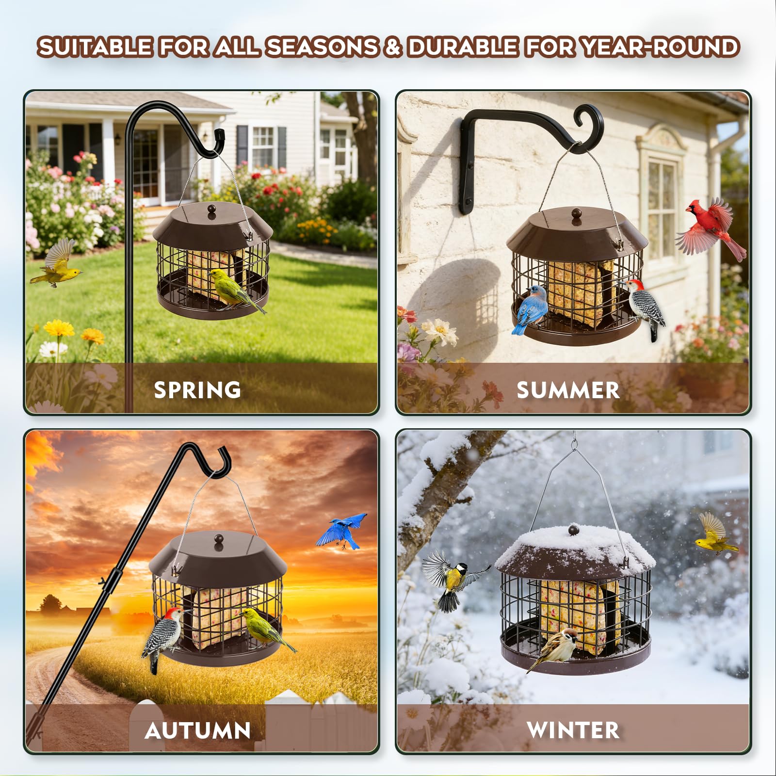 Gbekery feeder hanging in garden tree setting, enhances backyard wildlife viewing