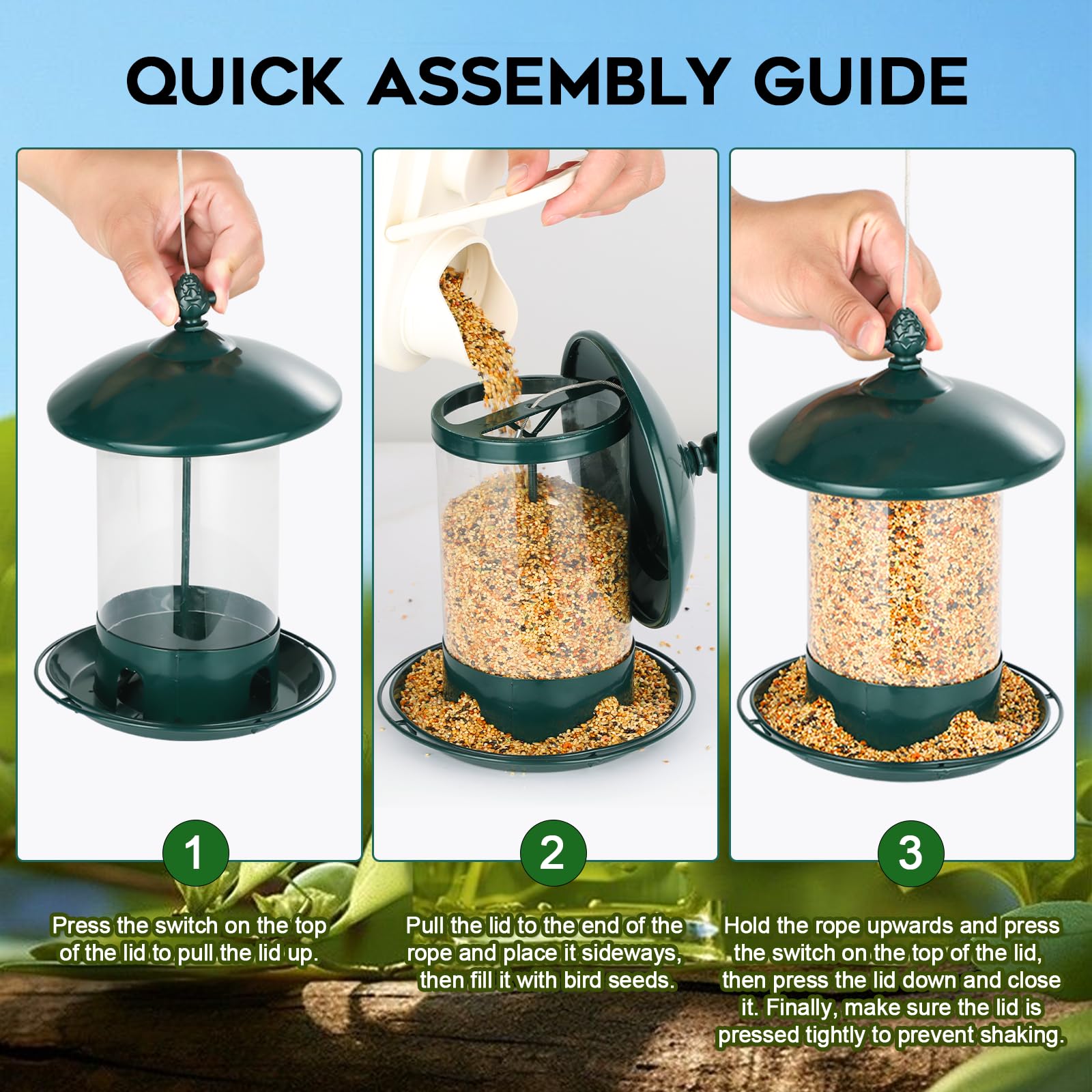 Gbekery hanging feeder in backyard setting enhancing birdwatching experience