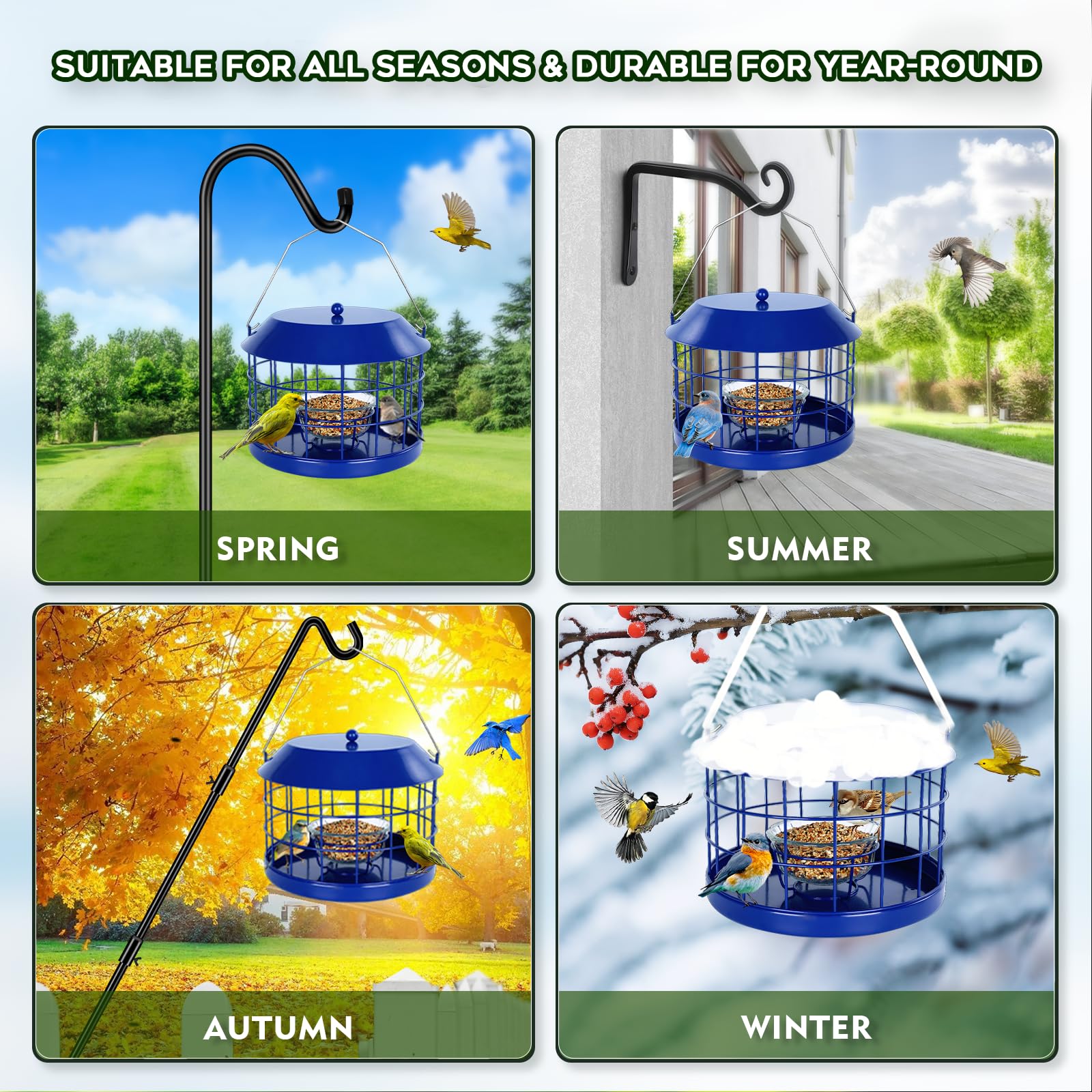 Gbekery feeder hung in garden showing weatherproof finish and attractive outdoor styling