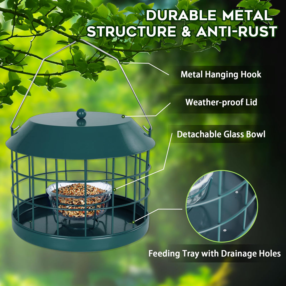Gbekery feeder held in hand to show scale and portable size for backyard use