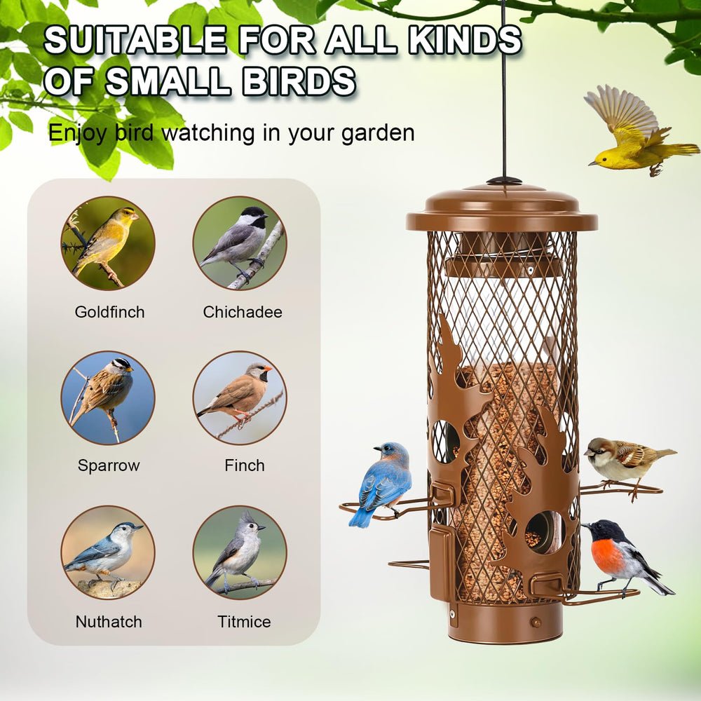Gbekery feeder held in hand for scale, demonstrates compact size and portability