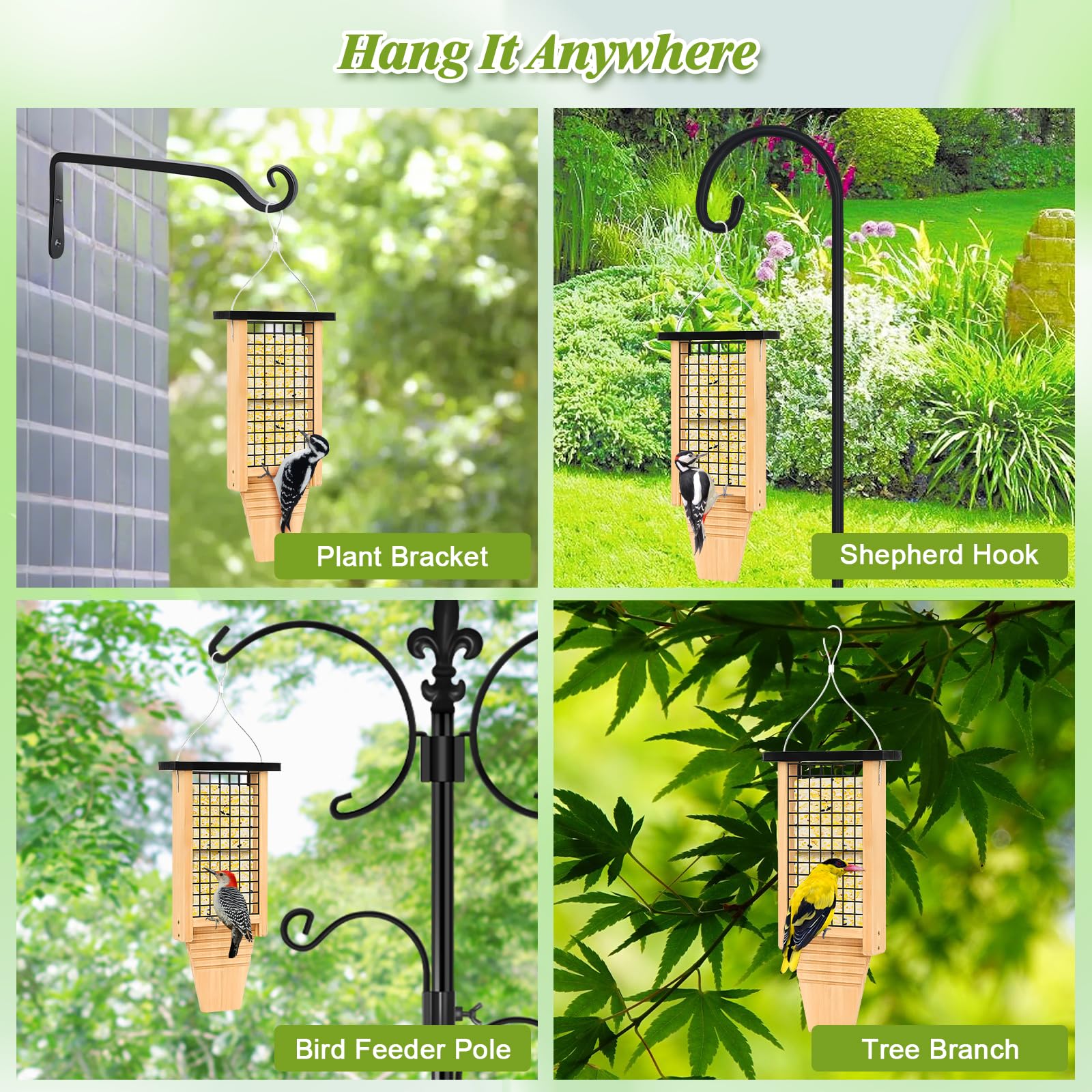 Gbekery feeder displayed on porch attracting wild birds and enhancing backyard view
