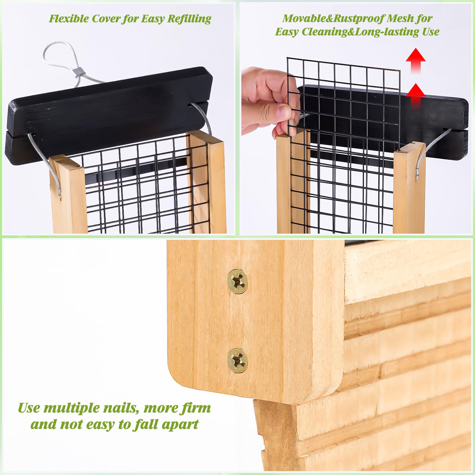 Gbekery side profile loaded with two suet cakes demonstrating secure placement