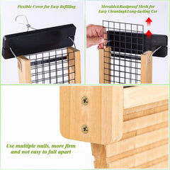 Gbekery side profile loaded with two suet cakes demonstrating secure placement