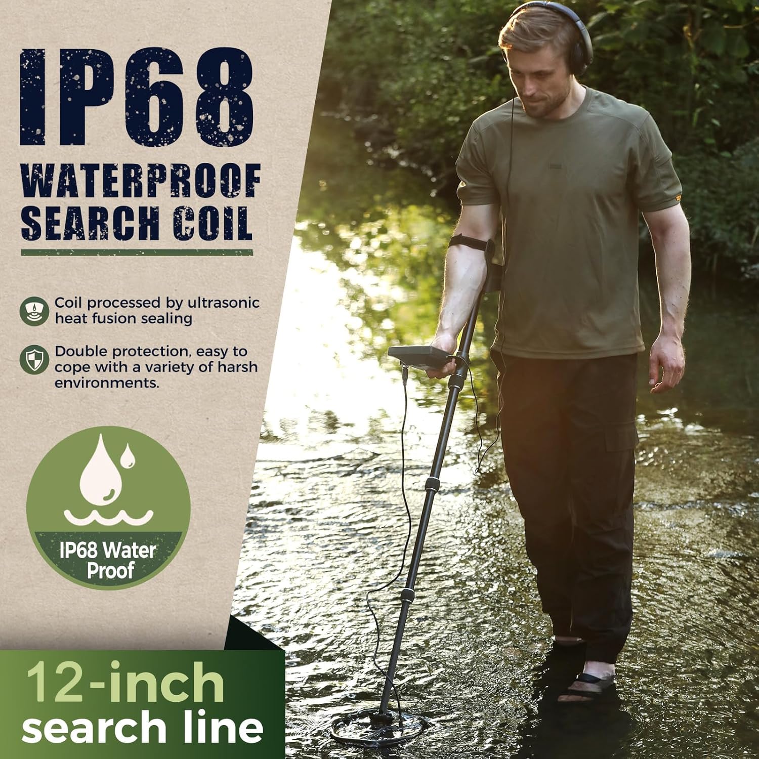Gbnryg detector in use on a beach illustrating stable performance near water