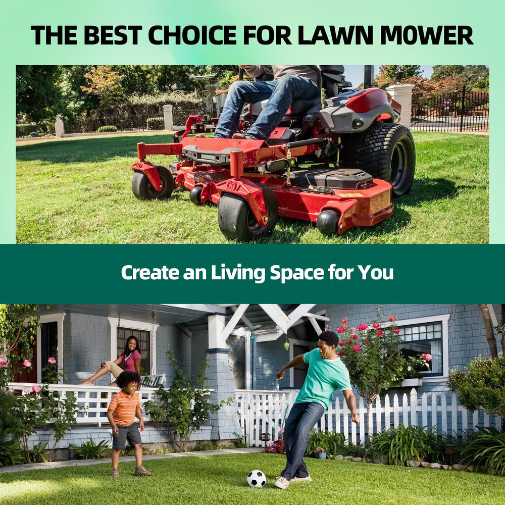 GCCSJ installed on a zero-turn mower in a yard demonstrating restored blade engagement