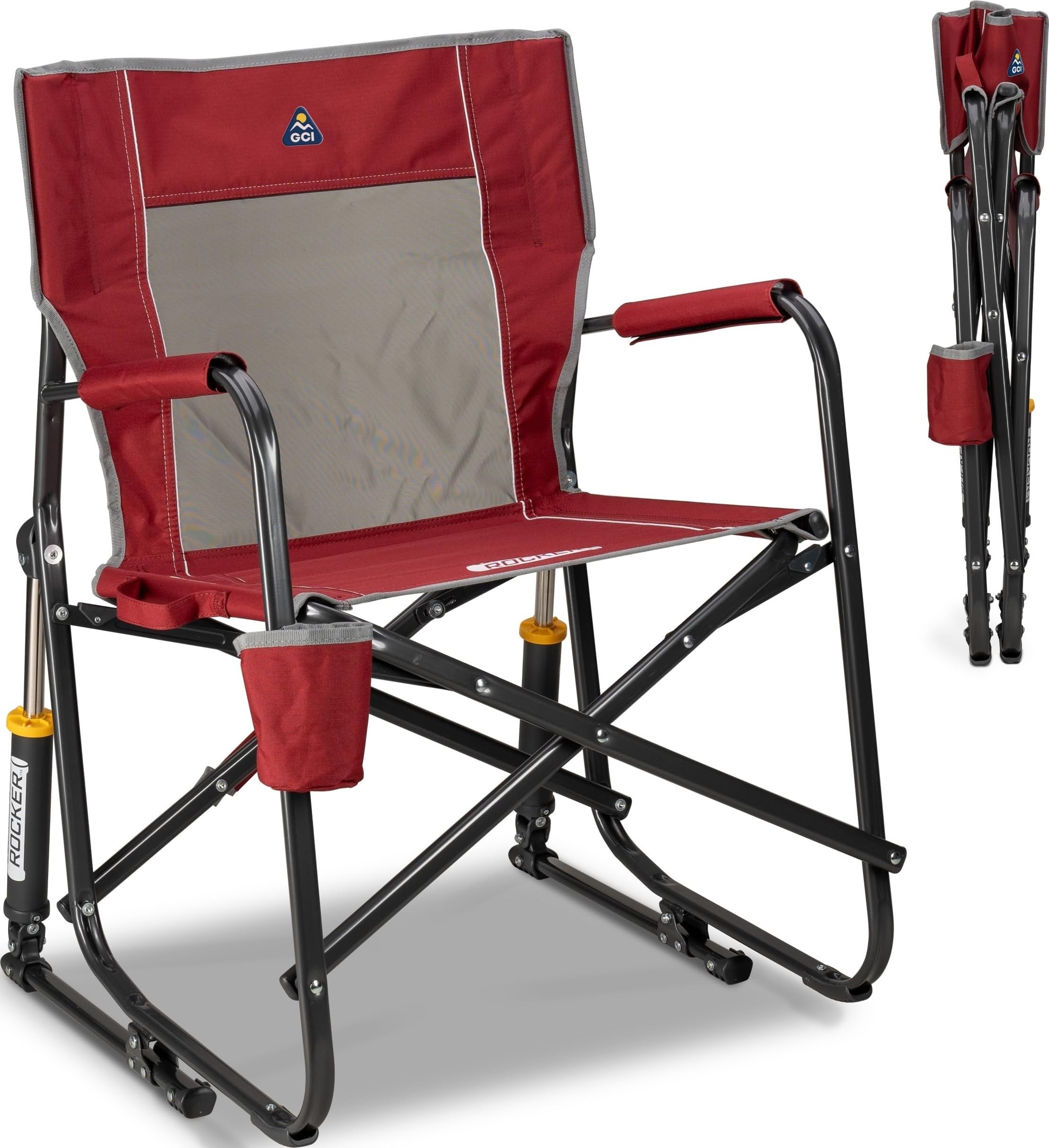 GCI Outdoor Freestyle Rocker front view showing stable frame and cinnamon color comfort