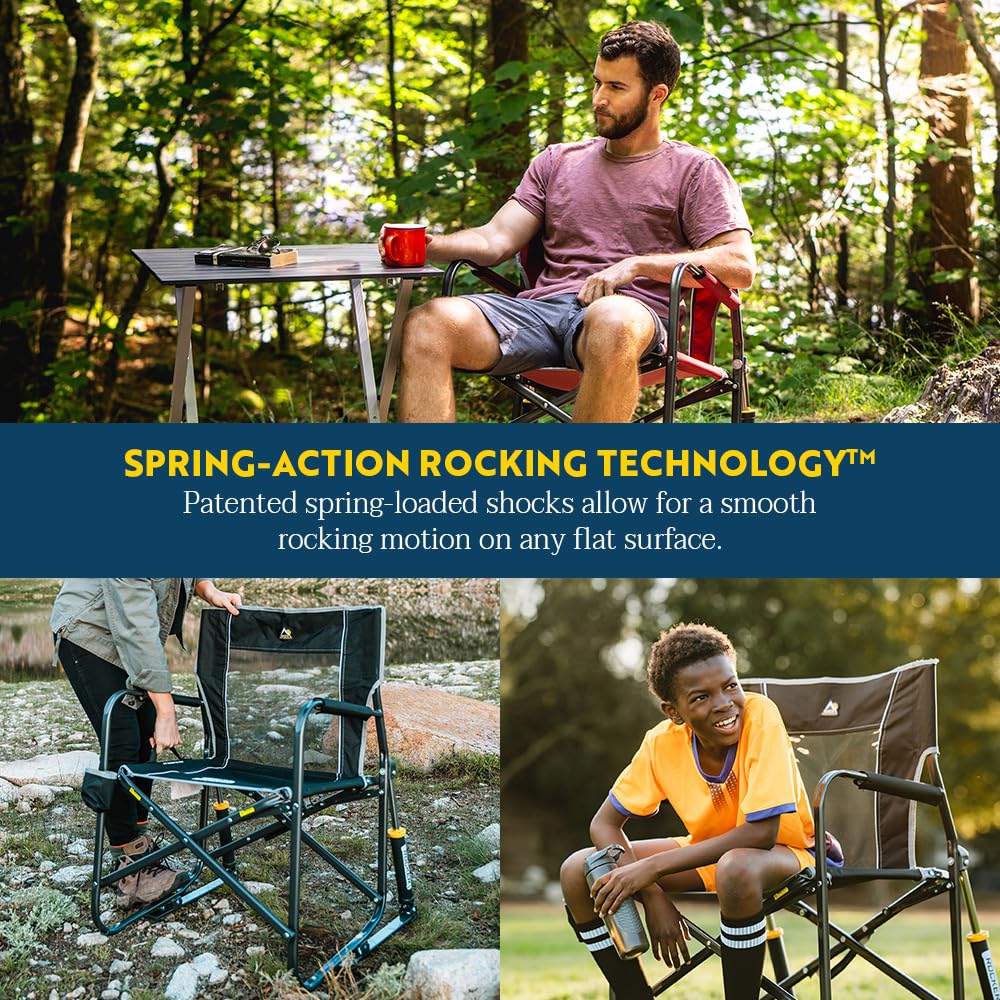 GCI Outdoor visible spring-action leg mechanism for smooth rocking control