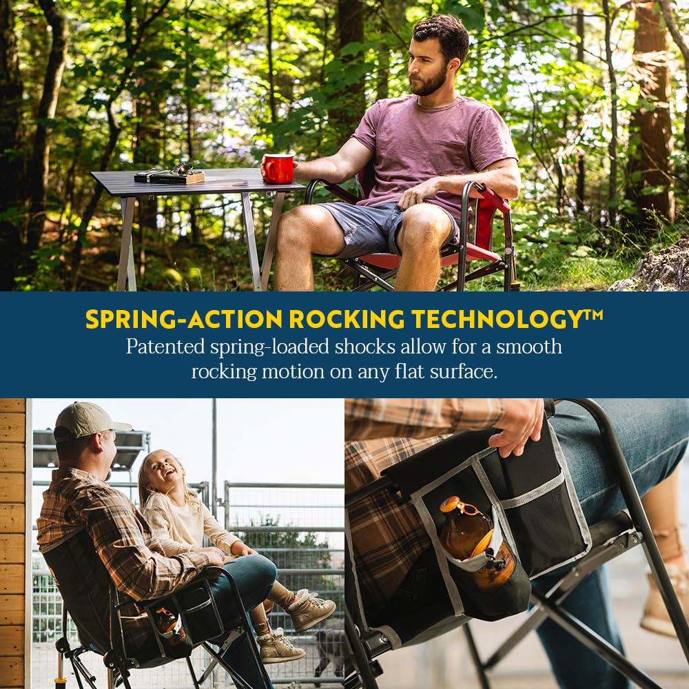 GCI Outdoor Freestyle Rocker XL padded armrest with cup holder for hands-free convenience