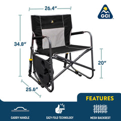 GCI Outdoor Freestyle Rocker XL breathable mesh back detail improving airflow and support